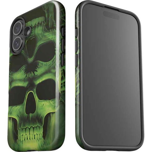 Liquid Blue Green Skulls iPhone 16 Plus Impact Case